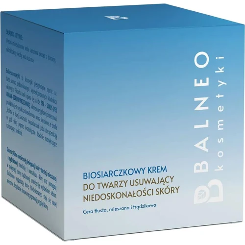 Balneokosmetyki, Biosiarczkowy krem do twarzy usuwający niedoskonałości, 50 ml - Wspomaga redukcję zmian trądzikowych