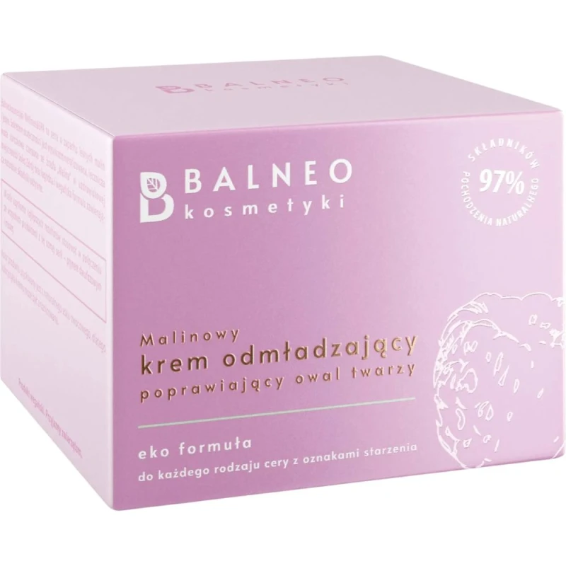 Balneokosmetyki Malinowy krem odmładzający poprawiający owal twarzy, 50 ml - Do cery dojrzałej