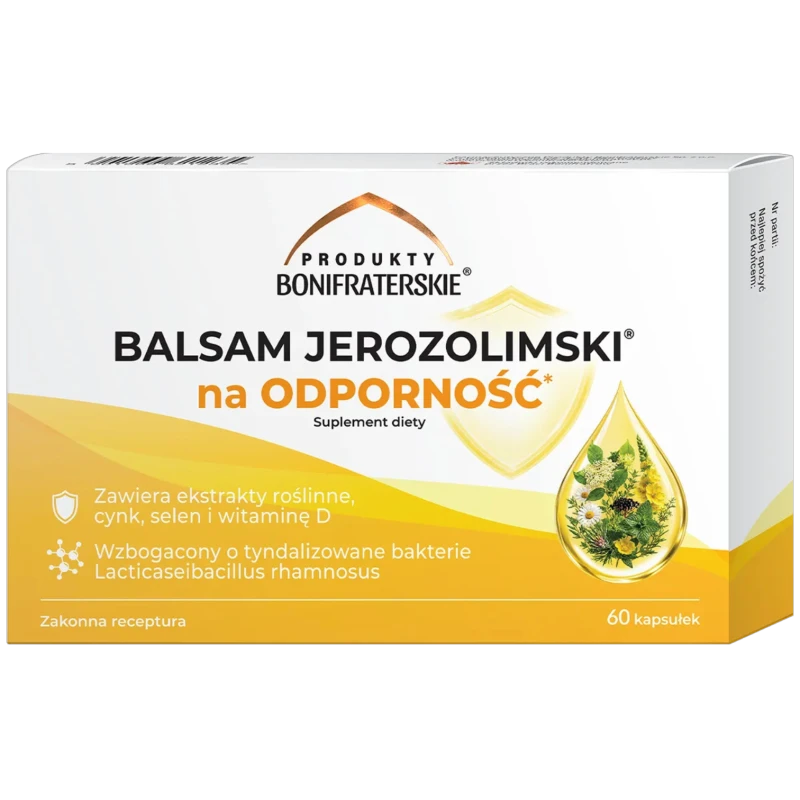 Produkty Bonifraterskie Balsam Jerozolimski Na Odporność, 60 kapsułek  - Ekstrakty roślinne z cynkiem i witaminą D