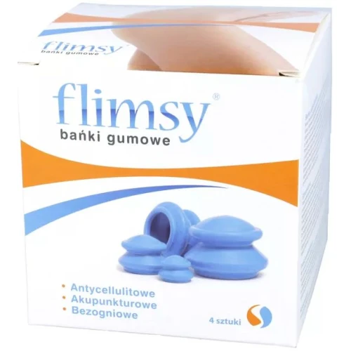 Flimsy Bańki Chińskie Gumowe, 4 sztuki - Bańki bezogniowe do masażu i akupunktury
