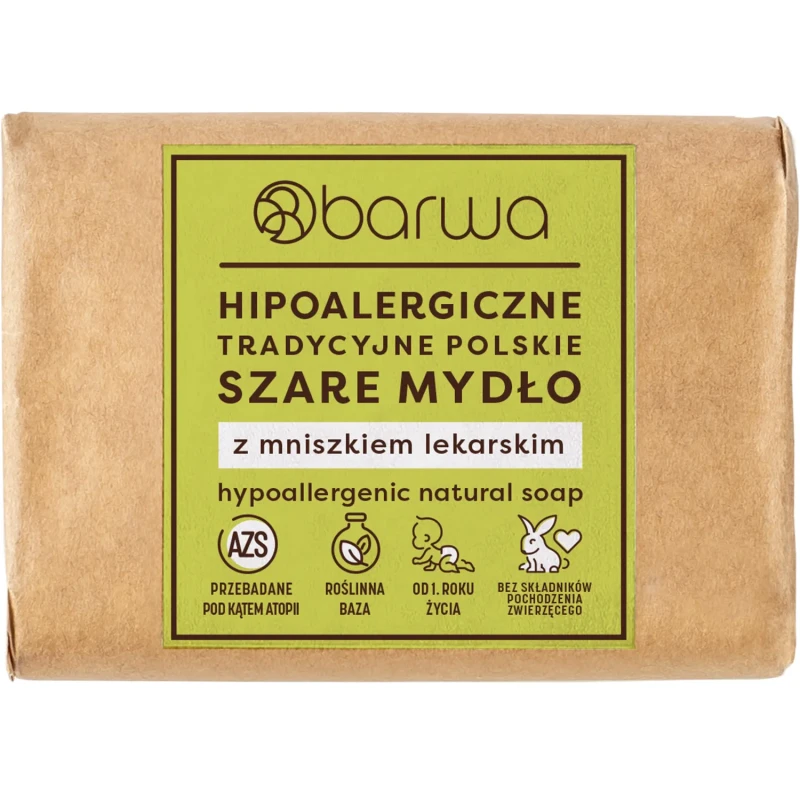 Barwa, Hipoalergiczne tradycyjne polskie szare mydło, mniszek lekarski, 100 g - Do skóry suchej i wrażliwej
