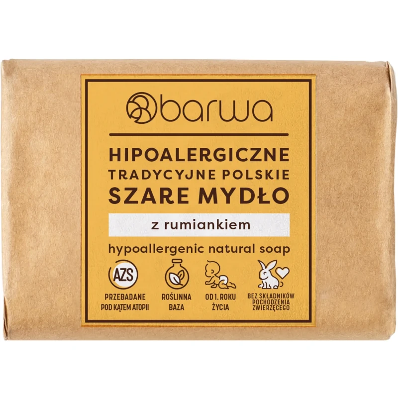 Barwa, Hipoalergiczne tradycyjne polskie szare mydło, rumianek, 100 g - Dla całej rodziny