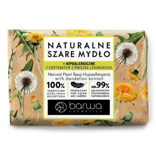 Barwa Naturalne szare mydło z ekstraktem z mniszka lekarskiego, 90 g - Hipoalergiczna formuła bez kompozycji zapachowej