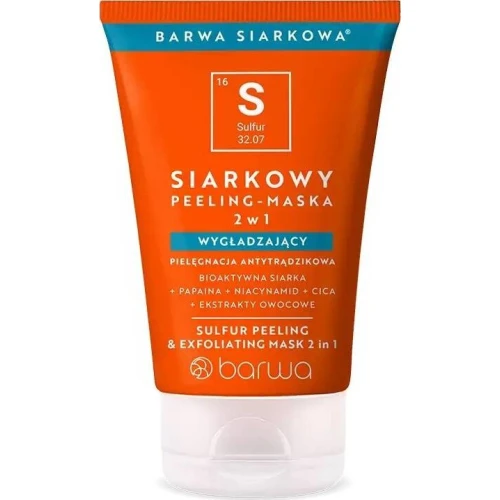Barwa Siarkowa Peeling - Maska Wygładzający 2w1, 120 ml - Dogłębnie oczyszcza pory