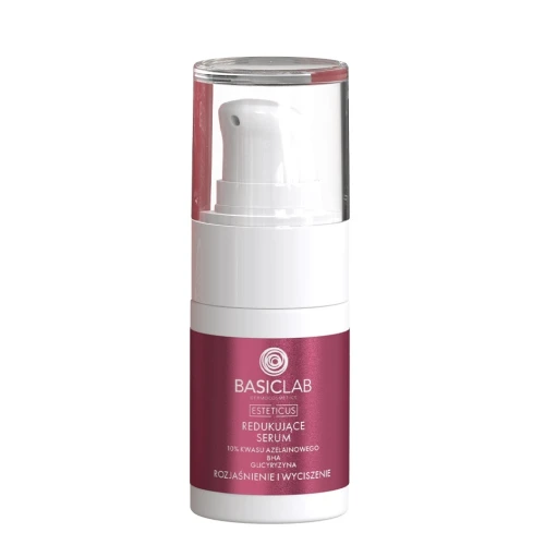 BasicLab Esteticus 10% Kwas Azelainowy, BHA, Glicyryzyna Redukujące serum do twarzy, 15 ml - Na zaczerwienienia, niedoskonałości i przebarwienia