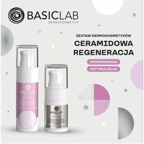 BasicLab Ceramidowa Pielęgnacja Zestaw - serum pod oczy, 15 ml + serum do twarzy, 30 ml - Kompleksowa pielęgnacja skóry pod oczy i twarzy
