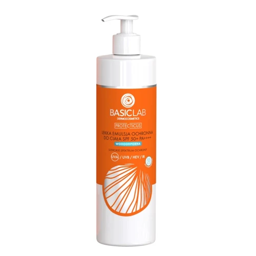 BasicLab Protecticus Lekka emulsja ochronna do ciała SPF50+ PA ++++, 300 ml - Dla całej rodziny - skóra wrażliwa i po zabiegach
