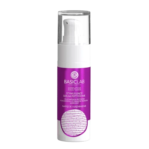 BasicLab Esteticus 15% Kompleksu Peptydów Stymulujące serum do twarzy, 30 ml - Intensywna regeneracja skóry i redukcja zmarszczek