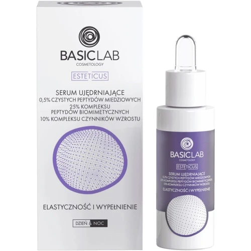 BasicLab Esteticus Serum ujędrniające z 0,5% czystych peptydów miedziowych, 30 ml - Przeciwzmarszczkowe serum liftingujące