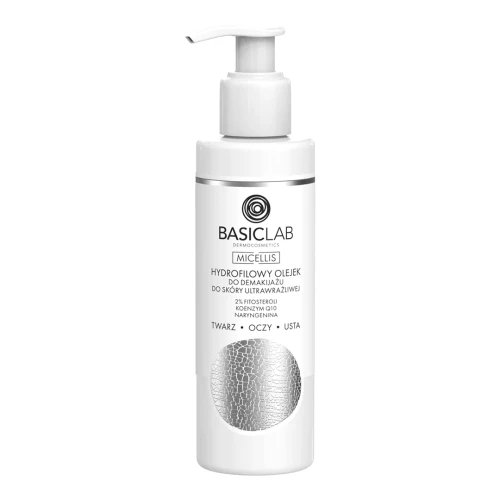 BasicLab Micellis Hydrofilowy olejek do demakijażu do skóry ultrawrażliwej, 200 ml - Skuteczny i łagodny demakijaż bez podrażnień i tłustej warstwy