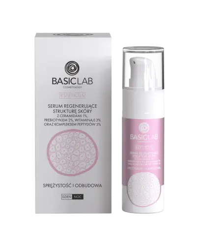 BasicLab Serum regenerujące strukturę skóry, 30 ml - Z ceramidam 1% i kompleksem peptydów 5%