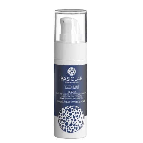 BasicLab Esteticus 10% Trehaloza, 5% Peptyd Serum do twarzy, 30 ml - Nawilżenie, odbudowa i wygładzenie zmarszczek mimicznych