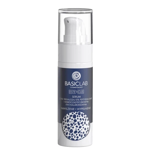 BasicLab Esteticus 15% Trehaloza, 10% Peptyd Serum do twarzy, 30 ml - Intensywne nawilżenie, wygładzenie i redukcja zmarszczek mimicznych