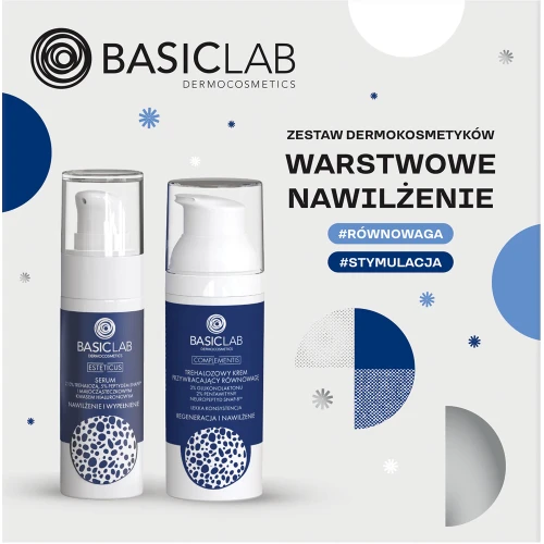 BasicLab Warstwowe Nawilżenie Zestaw - serum do twarzy, 30 ml + krem do twarzy, 50 ml - Odbudowa i głębokie nawilżenie skóry