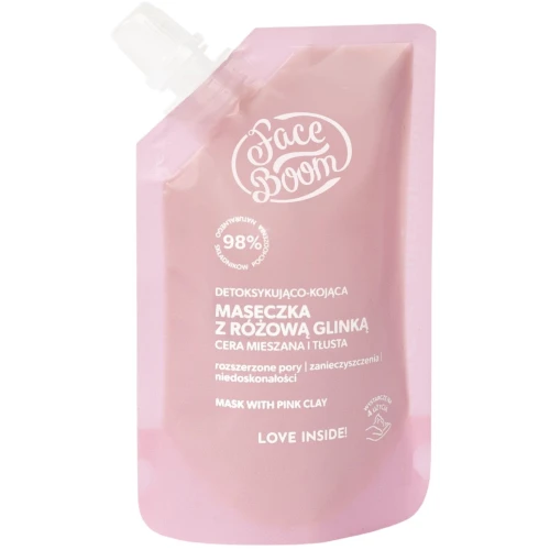 FaceBoom Detoksykująco-kojąca maseczka z różową glinką, 40 g - Oczyszcza, redukująe sebum, zwęża pory i łagodzi podrażnienia