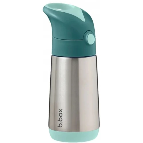B.box Bidon termiczny 350 ml, Emerald Forest, 1 sztuka - Bidon z miękką słomką