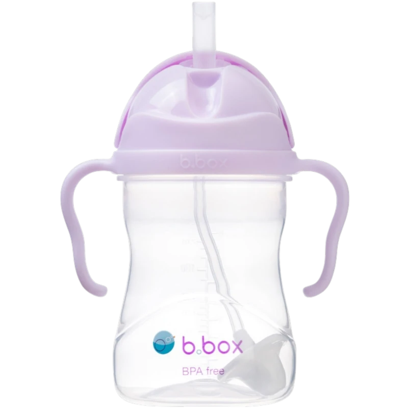 B.box Gelato Boysenberry, Bidon ze słomką, 240 ml - Praktyczny bidon niekapek z obciążoną słomką na spacer i w podróż 