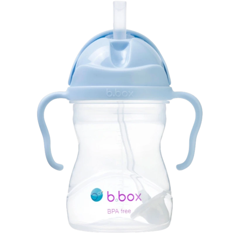 B.box Gelato Bubblegum, Bidon ze słomką, 240 ml - Niekapek z obciążoną słomką do nauki samodzielnego picia dla dzieci powyżej 6. miesiąca życia