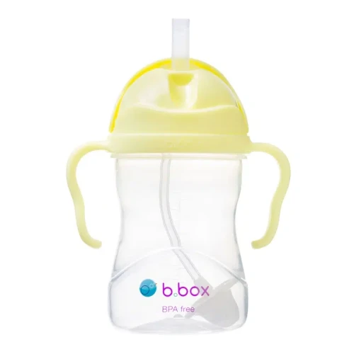 B.box Bidon ze słomką Banana Split, 240 ml - Do nauki samodzielnego picia bez ryzyka rozlewania