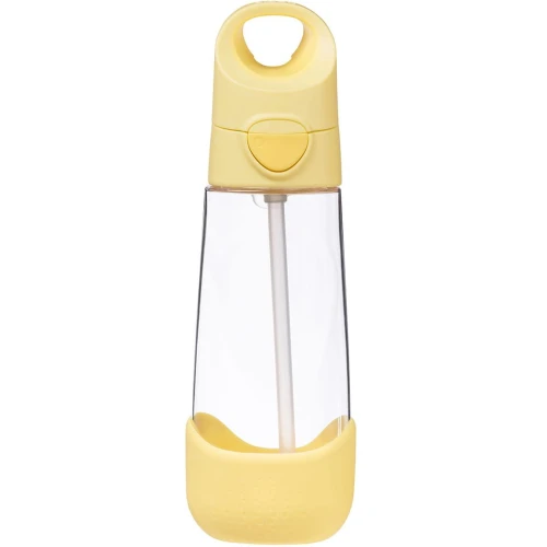 B.box Butelka na wodę tritanowa ze słomką 600 ml, Lemon Twist 1 sztuka - Szczelna, lekka i wygodna w użyciu