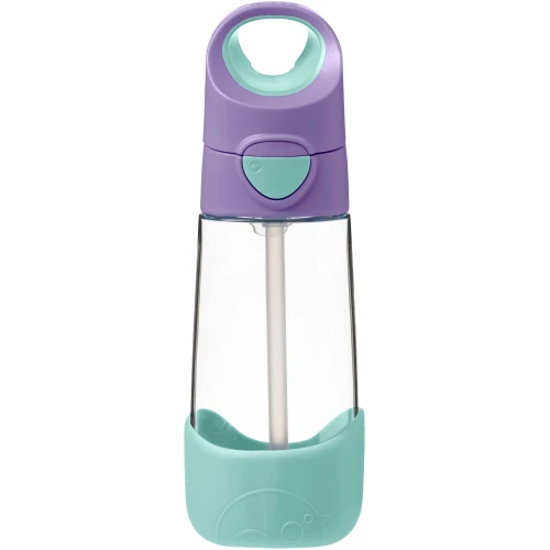 B.box Butelka tritanowa ze słomką 450 ml, Lilac Pop, 1 sztuka - Odporna na uszkodzenia buteka na wodę