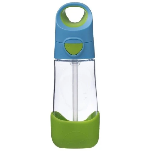 B.box Butelka tritanowa ze słomką 450 ml, Ocean Breeze, 1 sztuka - Butelka na wodę dla przedszkolaków i uczniów