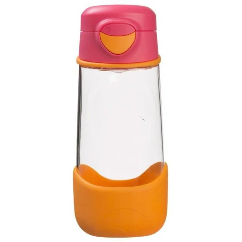 B.box Sportowa butelka tritanowa 450 ml, Strawberry Shake, 1 sztuka - Butelka z silikonowym ustnikiem