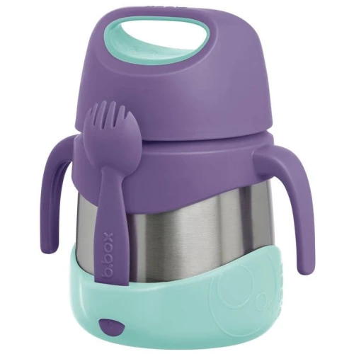 B.box Termos na jedzenie 335 ml, Lilac Pop, 1 sztuka - Na ciepłe obiadki i chłodne desrki