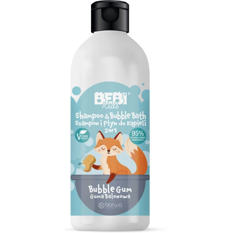 Bebi Kids Guma Balonowa Szampon i płyn do kąpieli 2w1, 500 ml - Dla dzieci od 1. roku życia