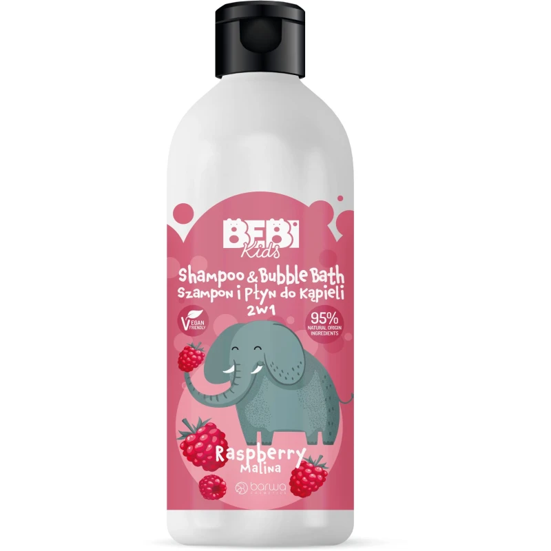 Bebi Kids Malina Szampon i płyn do kąpieli 2w1, 500 ml - Dla dzieci od 1. roku życia