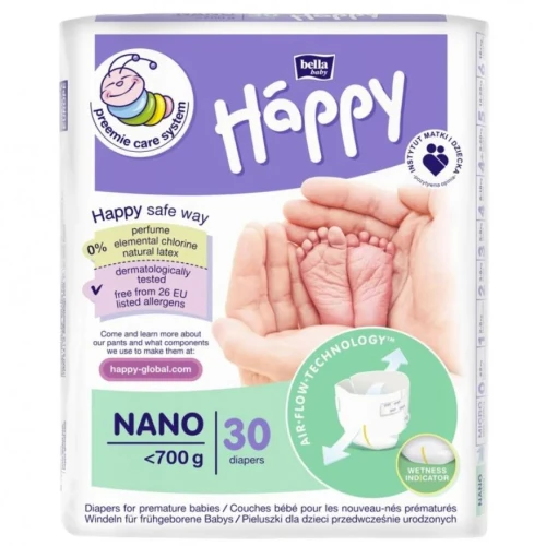 Bella Baby Happy Nano Pieluszki dla wcześniaków do 700 g, 30 sztuk - Pieluchy jednorazowe dla wcześniaków