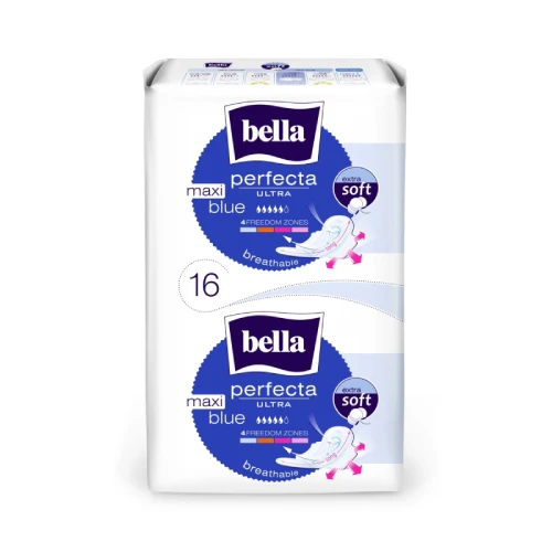 Bella Perfecta Ultra Blue Maxi Podpaski, 16 sztuk - Długie podpaski na obfite krwawienie