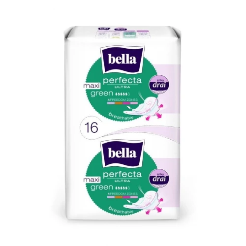 Bella Perfecta Ultra Green Maxi Podpaski, 16 sztuk - Długie podpaski na obfite krwawienie