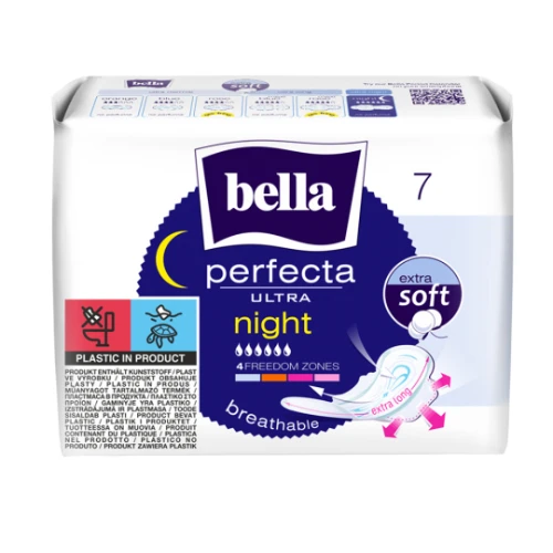 Bella Perfecta Ultra Night Extra Soft Podpaski, 7 sztuk - Długie podpaski na obfite krwawienie