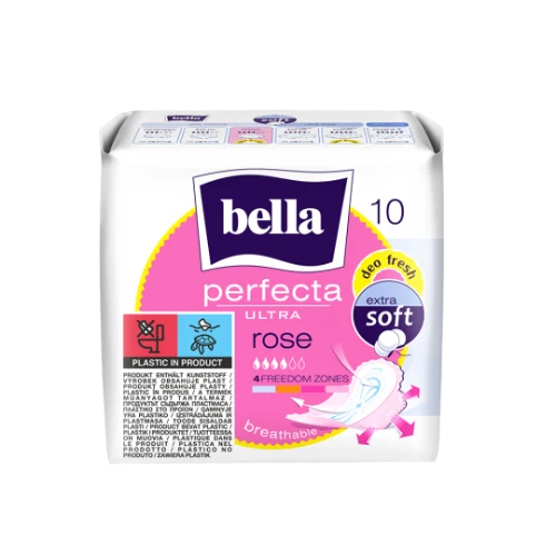 Bella Perfecta Ultra Rose Deo Podpaski, 10 sztuk - Perfumowane podpaski ze skrzydełkami