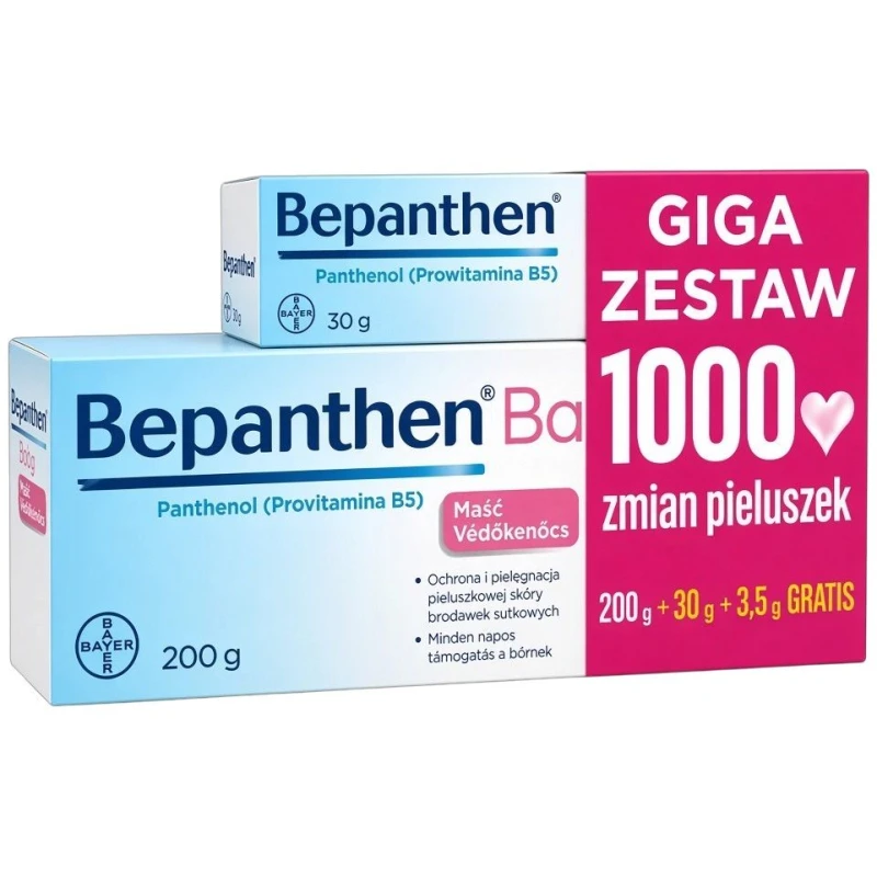 Bepanthen Baby Maść ochronna na odparzenia, 200 g + 30 g + 3,5 g - Ochrona i regeneracja delikatnej skóry