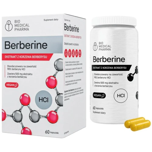 Bio Medical Pharma Berberine HCl, 60 kapsułek - 500 mg ekstraktu z berberysu w każdej kapsułce