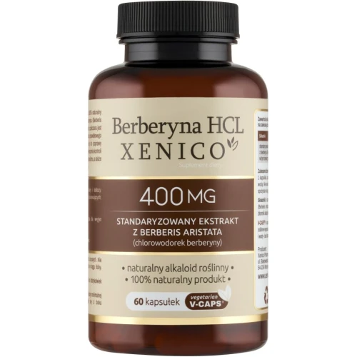 Xenico Berberyna HCL 400 mg, 60 kapsułek - Wspiera utrzymanie prawidłowego metabolizmu glukozy zdrowego poziomu cholesterolu
