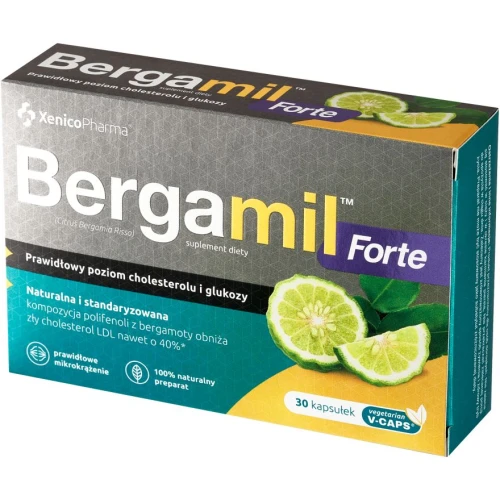 Bergamil Forte, 30 kapsułek - Z bergamotą, czosnkiem i witaminą C