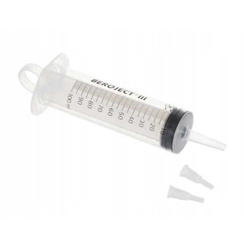 Beroject III strzykawka cewnikowa 100 ml, 1 sztuka - 3 – częściowa strzykawka do cewnikowania, przepłukiwania pęcherza moczowego i ran