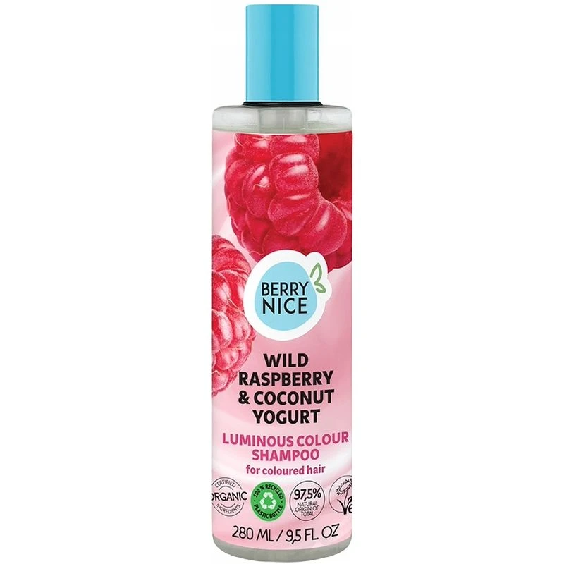 Berry Nice Wild Raspberry & Coconut Yogurt Szampon do włosów farbowanych, 280 ml - Pielęgnacja i ochrona intensywności koloru