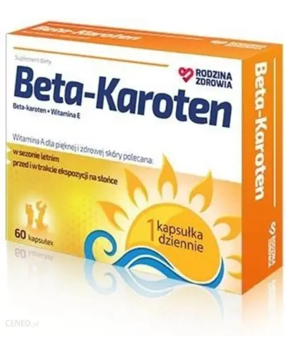 Rodzina Zdrowia Beta-Karoten 6 mg, 60 kapsułek  - Suplement diety z beta-karotenem i witaminą E