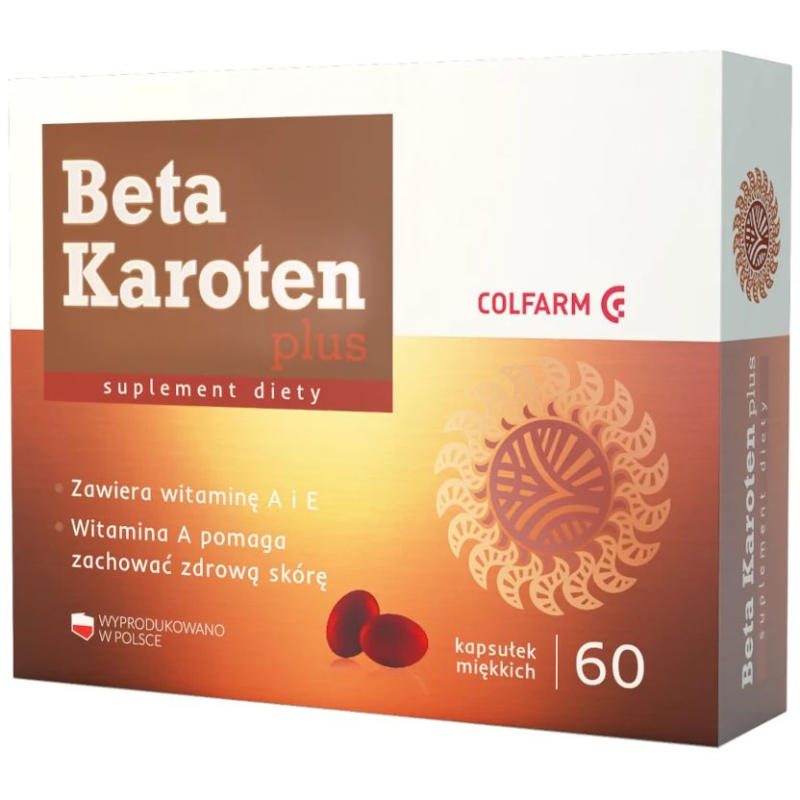 Colfarm Beta Karoten plus, 60 kapsułek  - Suplement diety z beta karotenem i witaminami A+E.
