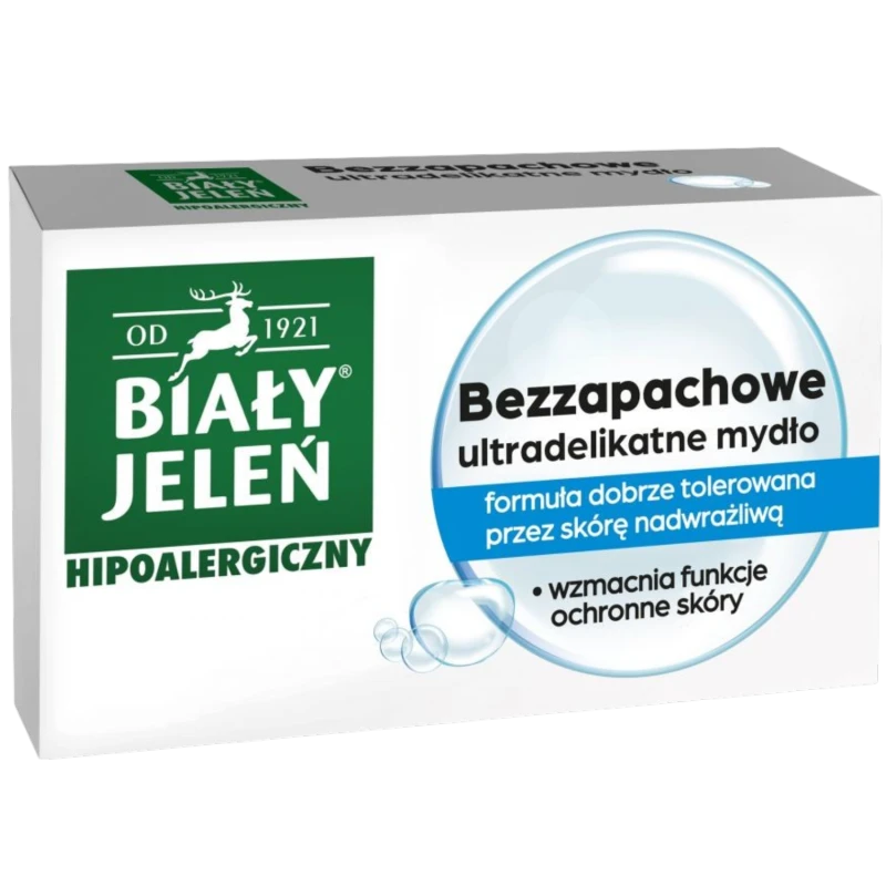 Biały Jeleń Hipoalergiczny mydło glicerynowe, bezzapachowe, 100 g - Produkt przebadany dermatologicznie