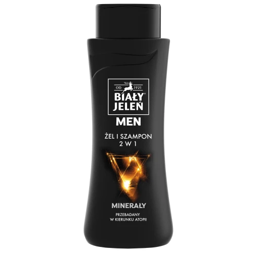 Biały Jeleń Żel-szampon 2w1 z minerałami dla mężczyzn, 300 ml - Do codziennej pielęgnacji włosów i ciała