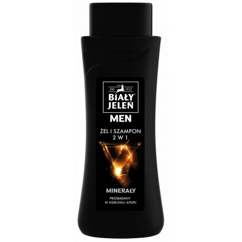 Biały Jeleń Żel-szampon 2w1 z minerałami dla mężczyzn, 300 ml - Do codziennej pielęgnacji włosów i ciała