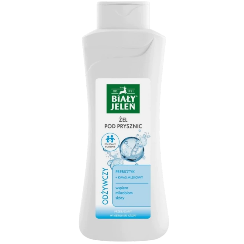 Biały Jeleń, prebiotyk + kwas mlekowy, odżywczy żel pod prysznic, 500 ml -  Wspiera naturalny mikrobiom skóry