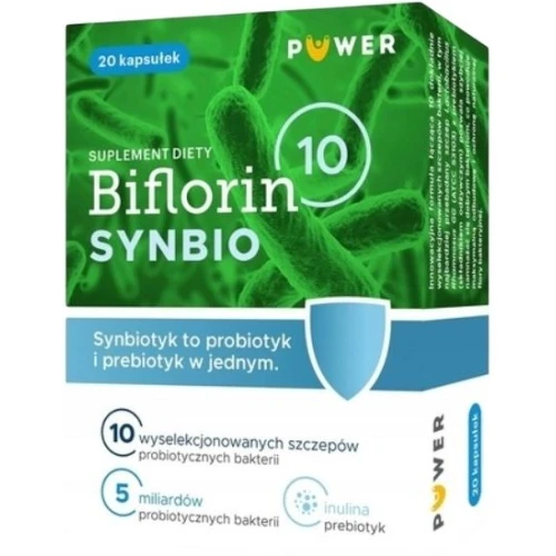 Biflorin 10 Synbio, 20 kapsułek - Synbiotyk z dziesięcioma szczepami bakterii kwasu mlekowego w kapsułkach
