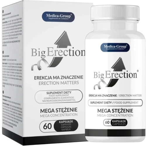 Big Erection, Męska  pewność siebie, 60 kapsułek - L-argininę, żeń-szeń amerykański, korzeń maca – na mocną, silną erekcję