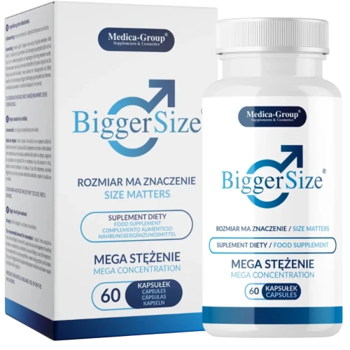Bigger Size, Rozmiar ma znaczenie, 60 kapsułek - L-arginina, korzeń maca, żeń-szeń amerykański na powiększenie i pogrubienie penisa
